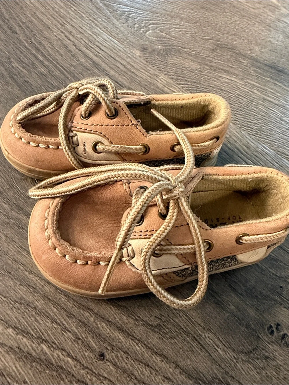 Sperry Baby Size 2 Tan Leather Moccasin Boat Shoes
